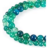 Craftdady 2 Strands Natural Dragon Veins Agate Beads About 110 pcs 6 mm 8 mm Green Round Stone Beads Smooth Loose Gemstone Beads for Bracelets Earrings Necklaces Jewelry Making