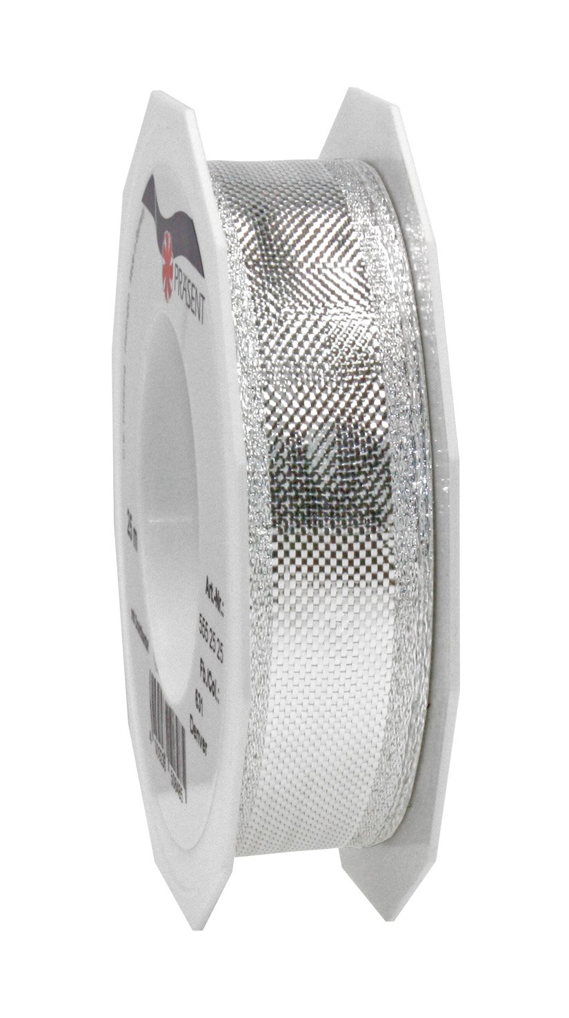 Präsent - Denver Metallic look Ribbon Silver 25-m-Roll 25 mm width — image 1