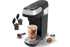 REVOTRA Single Serve Coffee Maker for K-Cups & Ground Coffee, 6-12oz Brew Sizes, Compact Design with Touchscreen, Compatible with Pod & Coffee Pods, Fast Brew, Removable Reservoir, Black