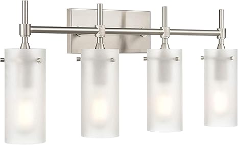 Effimero 4 Light Bathroom Vanity Light Brushed Nickel Hallway Wall Sconce Frosted Glass Shade Ll Wl34 Frst 1bn Amazon Com