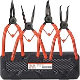 IEUSEW 7-inch Snap Ring Pliers Set, 4-piece Heavy Duty Internal/External Circlip Pliers Kit (Tip Diameter 1.5mm), Straight/Bent Jaw, Cr-v Steel, for Ring Remover Retaining, Storage Case Included.