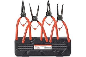 IEUSEW 7-inch Snap Ring Pliers Set, 4-piece Heavy Duty Internal/External Circlip Pliers Kit (Tip Diameter 1.5mm), Straight/Bent Jaw, Cr-v Steel, for Ring Remover Retaining, Storage Case Included.
