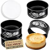 4 Pack Small Springform Cheesecakes Pan 4 Inch Mini 50Pcs Parchment Paper | Carbon Steel Cake Round Tins Leakproof Nonstick R