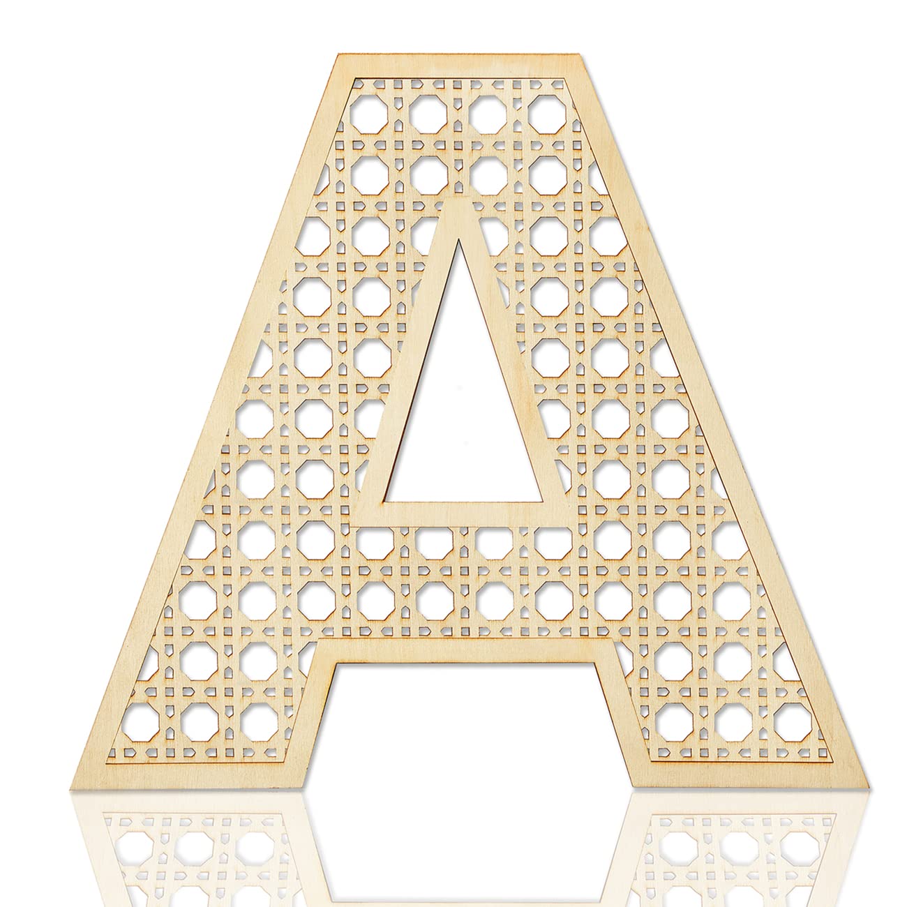 Wooden Rattan Letters for Wall Decor Rustic Wooden Letters 12 Inch Wood Letter Rattan Wall Decor for Wedding Nursery Sign Baby Shower Newborn Birthday Gift Boho Bedroom Decoration (A)