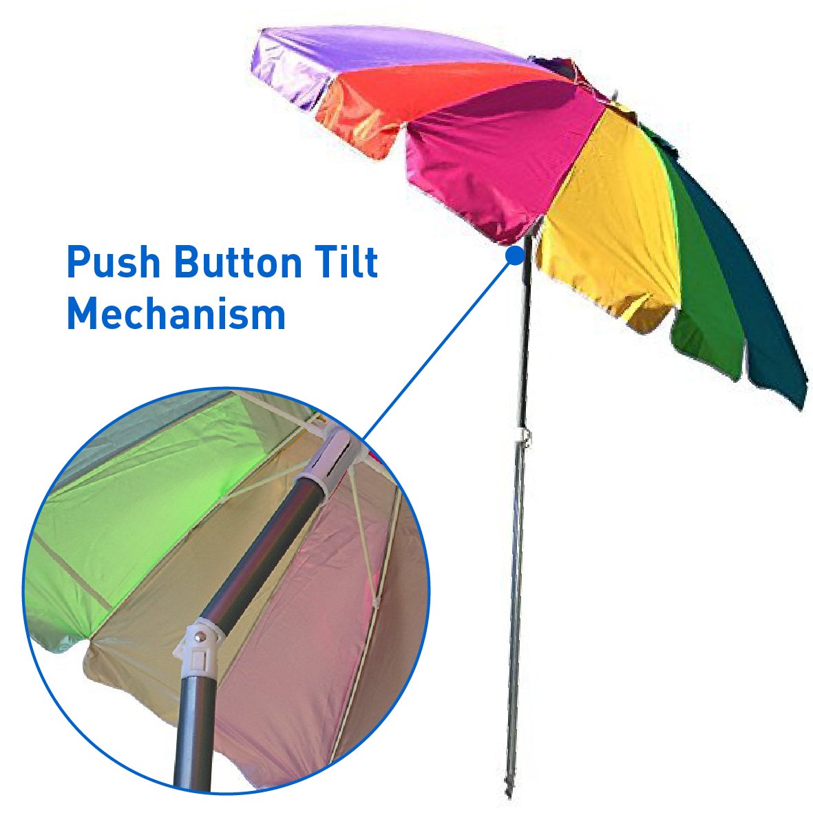 EasyGO Rainbow Beach Umbrella Portable Wind Beach Umbrella Folding Beach Umbrella Set with Screw