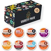 Dunkins K Pods Variety Pack &ndash; Original, 100% Colombian, Midnight Dark Roast, Turtle Love, Caramel Me Crazy, Cinnamania, French Vanilla, Hazelnut &ndash; 16pcs 8 Flavors Coffee Gift Box, Keurig Compatible
