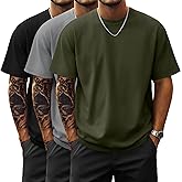 Ficerd 3 Pack Men's Big and Tall Raglan Short Sleeve T-Shirts, Side Split Summer Crewneck Lightweight Soft Basic Tees Shirts