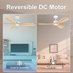 Hoenofly 52” Wood Smart Ceiling Fans with Lights