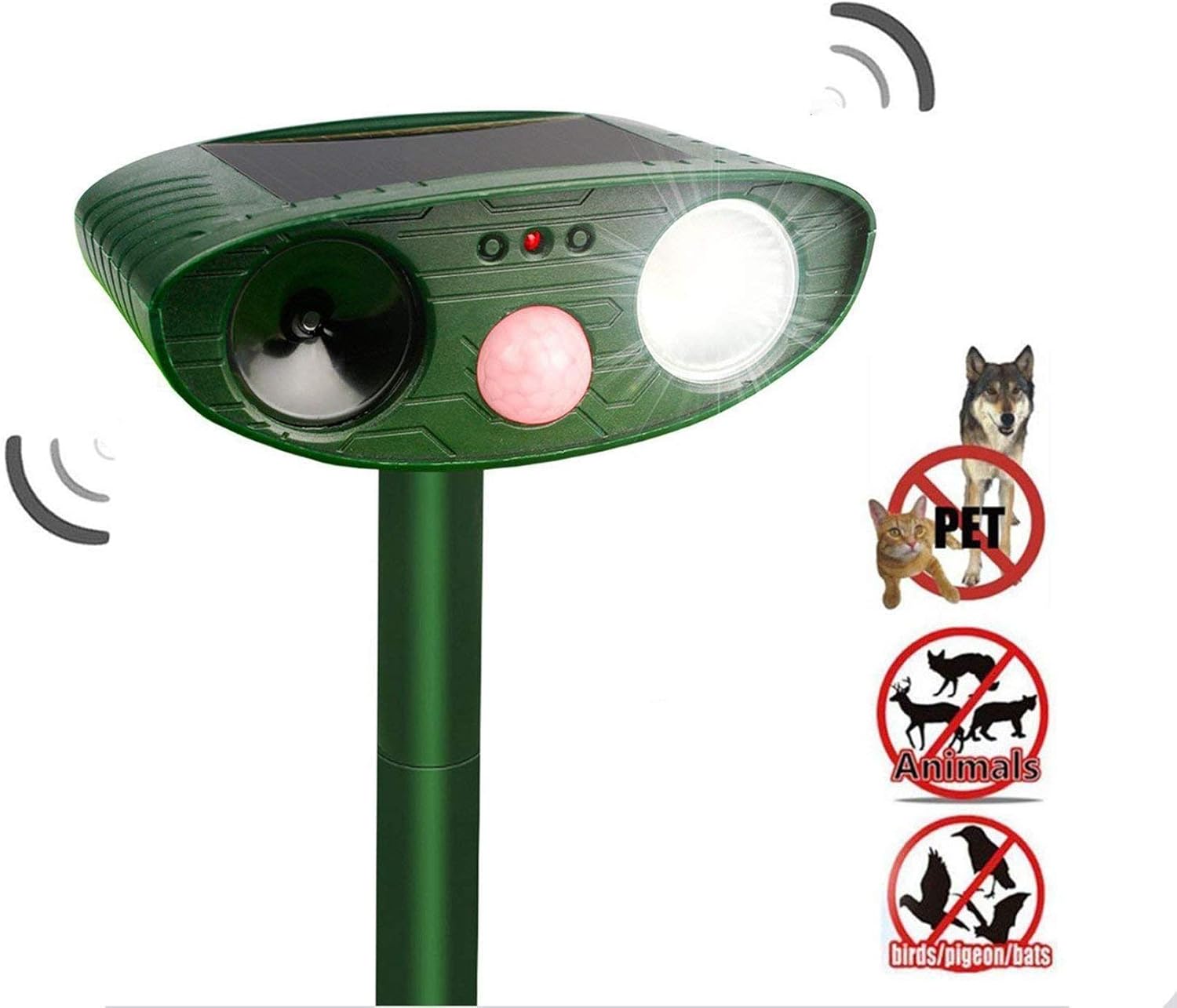 DINOWIN Outdoor Ultrasonic Pest Repeller,Waterproof Solar Deterrent