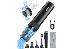 Dovety Portable Cordless Car Vacuum, 21000PA Powerful Suction, 5-in-1 Mini Vacuum Cleaner with LED Light, Up to 40 Mins Runtime, Black