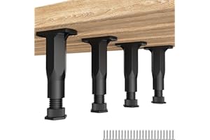 GZQIUYI 4 PCS Adjustable Bed Frame Support Legs (5.1"-8.3") - Heavy Duty Plastic Furniture Support Feet with Wide Base, Center Slat Reinforcement Leg, Furniture Replacement Parts for Bed/Sofa/Dresser/Table