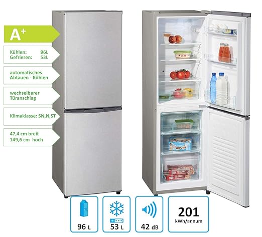 PKM KG 162.4A+ silber Kühl-Gefrierkombination/Freistehend/Höhe 150 cm/A+ / 158 l