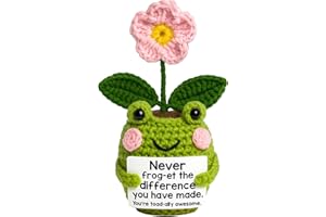 Lucagift Thank You Gifts for Women, Boss, Coworkers, Manager, Teacher, Nurse, Mom - Teacher Appreciation Gifts - 5.51'' x 2.95'' Never Forget The Difference You Make Crochet Frog Flower Crochet