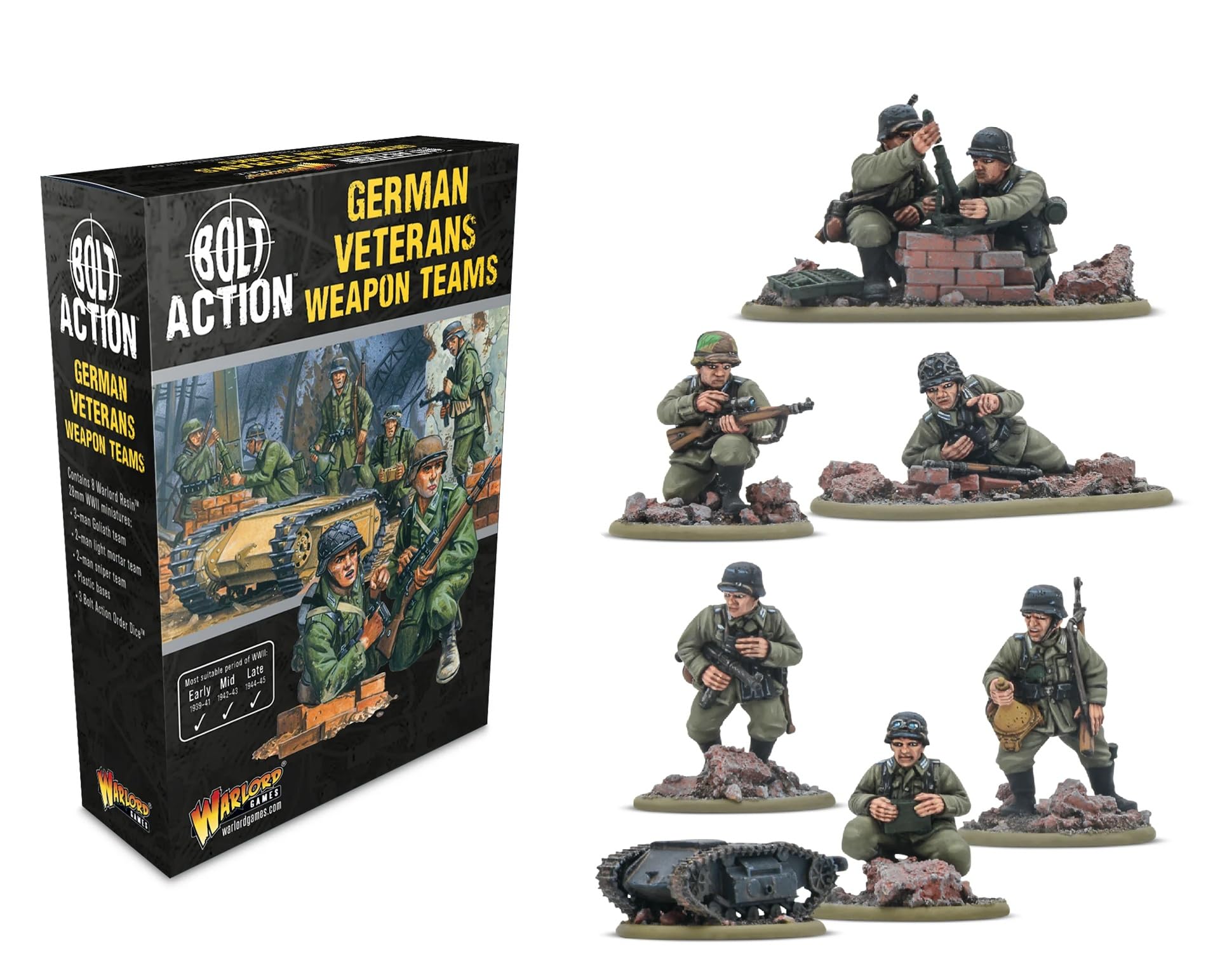 Warlord Games German Army Veteran Weapons Teams - 28mm Scale Resin Miniatures for Bolt Action Highly Detailed World War 2 Miniatures