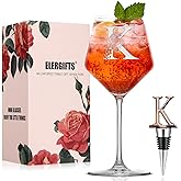 Personalized Gifts for Women, Monogrammed A-Z Wine Glass Customized Gift with Wine Stopper, Unique Christmas Birthday Gifts for Women Mom Friend Sister Wife -Dishwasher Safe (K)