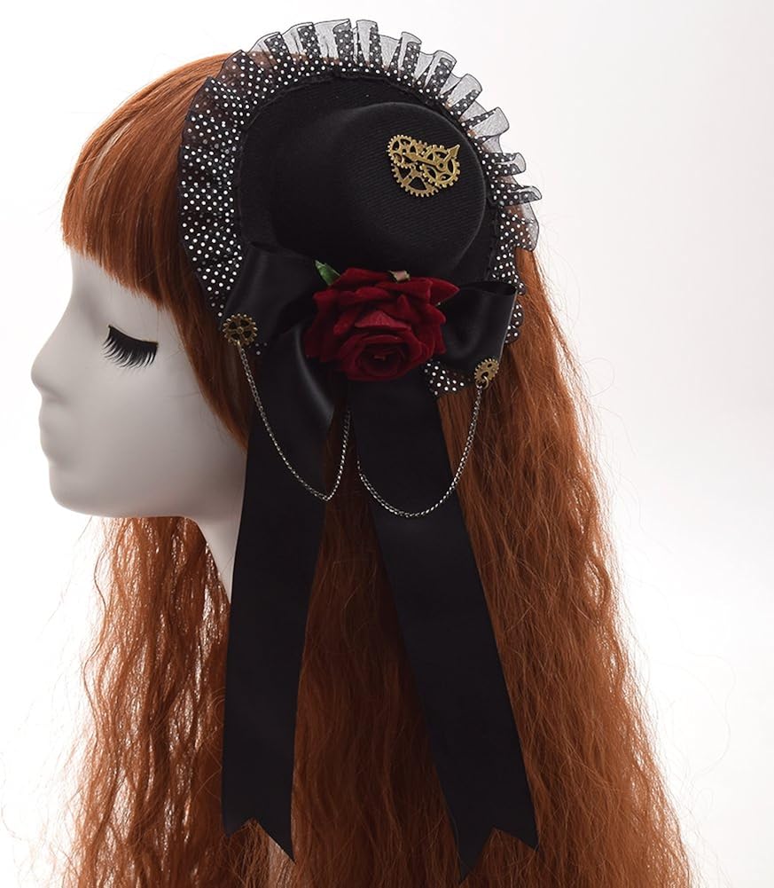 GRACEART Steampunk Mini Top Hat Headwear Small Victorian Halloween Headdress Accessory, B - Image 4