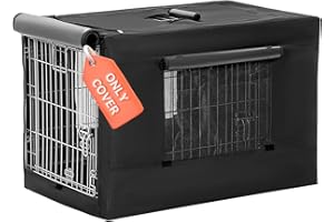 PETSFIT Crate Cover for Wire Dog Crate(30in/36inch/42inch), Single Door/Double Doors, Mesh Window, Flap On The Top and Back is Detachable, Dog Kennel Cover Black 30inch