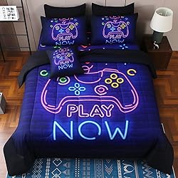 JQinHome Full Gamer Comforter Set 8 Piece Bed in A