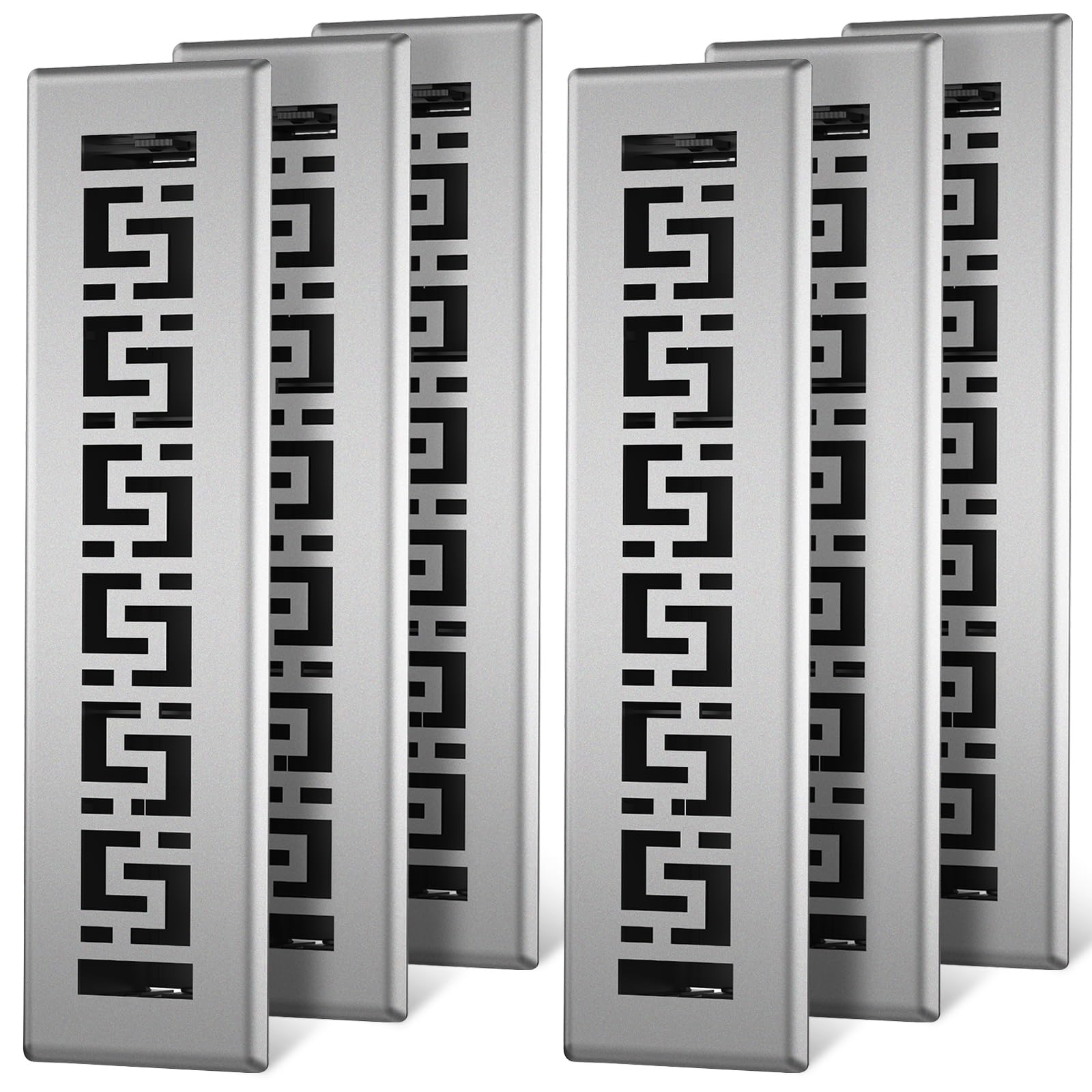 Photo 1 of Floor Register 2x14-6 Pack Floor Vent Covers Heavy Duty Walkable Steel Floor Vents Adjustable Decorative Vent Covers for Home Floor Sidewall Office or Ceiling Vent