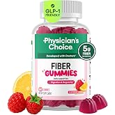 Physician's CHOICE Fiber Gummies for GLP-1 Support - No Sugar Added &amp; Vegan - Raspberry Lemon - Natural Chicory Root Prebiotic Fiber Gummy - Digestive Health &amp; Regularity for Women &amp; Men - 60CT