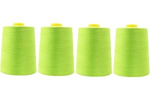 Mandala Crafts 4 Pack of Serger Threads Cones Spools - 20S/2 24000 Yards Polyester Lime Green Threads for Sergers Machine and