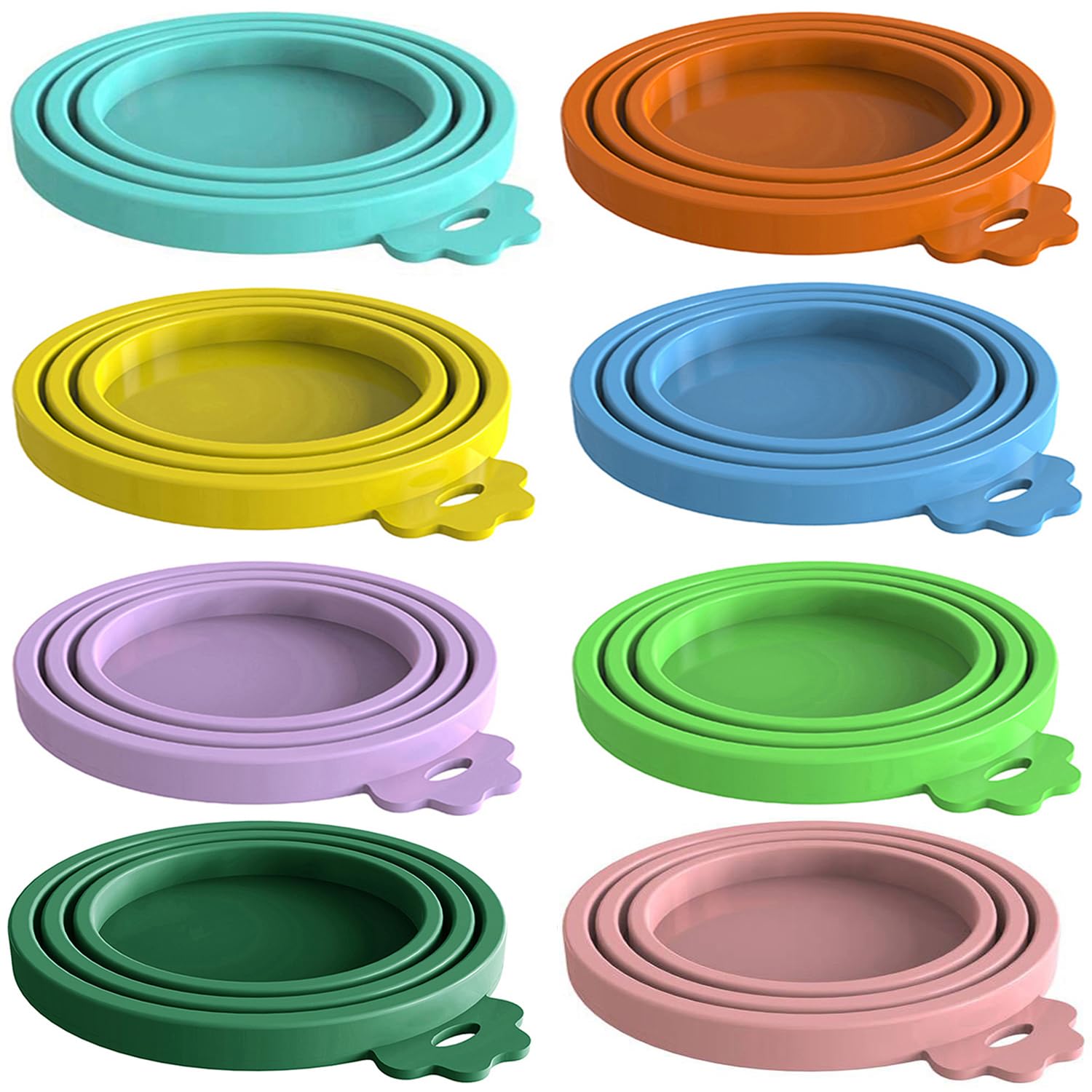 Photo 1 of 8 pack Silicone Pet Food Can Lids for 3 Standard Size Food Cans for Pet Food Cans or Canned Goods, Multicolor