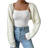 Floerns Women's Long Sleeve Cardigan Sweater Open Front Fall Trendy Bolero Shrug Cropped Tops