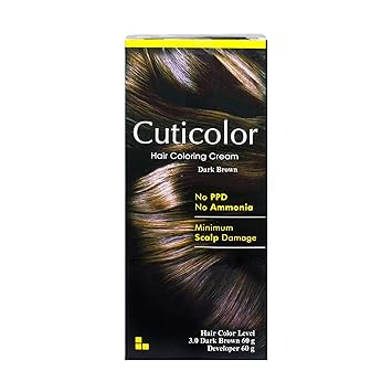 Cuticolour Hair Coloring Cream With no PPD and Ammonia ( Dark Brown ) 60g+60g