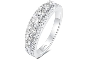 Newshe Jewellery Eternity Ring Wedding Band for Women 925 Sterling Silver Round White Cubic Zirconia Engagement Size 4-13