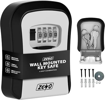 ZENO Key Safe Wall Mounted 4-Digit Lock Box Waterproof Heavy Duty
