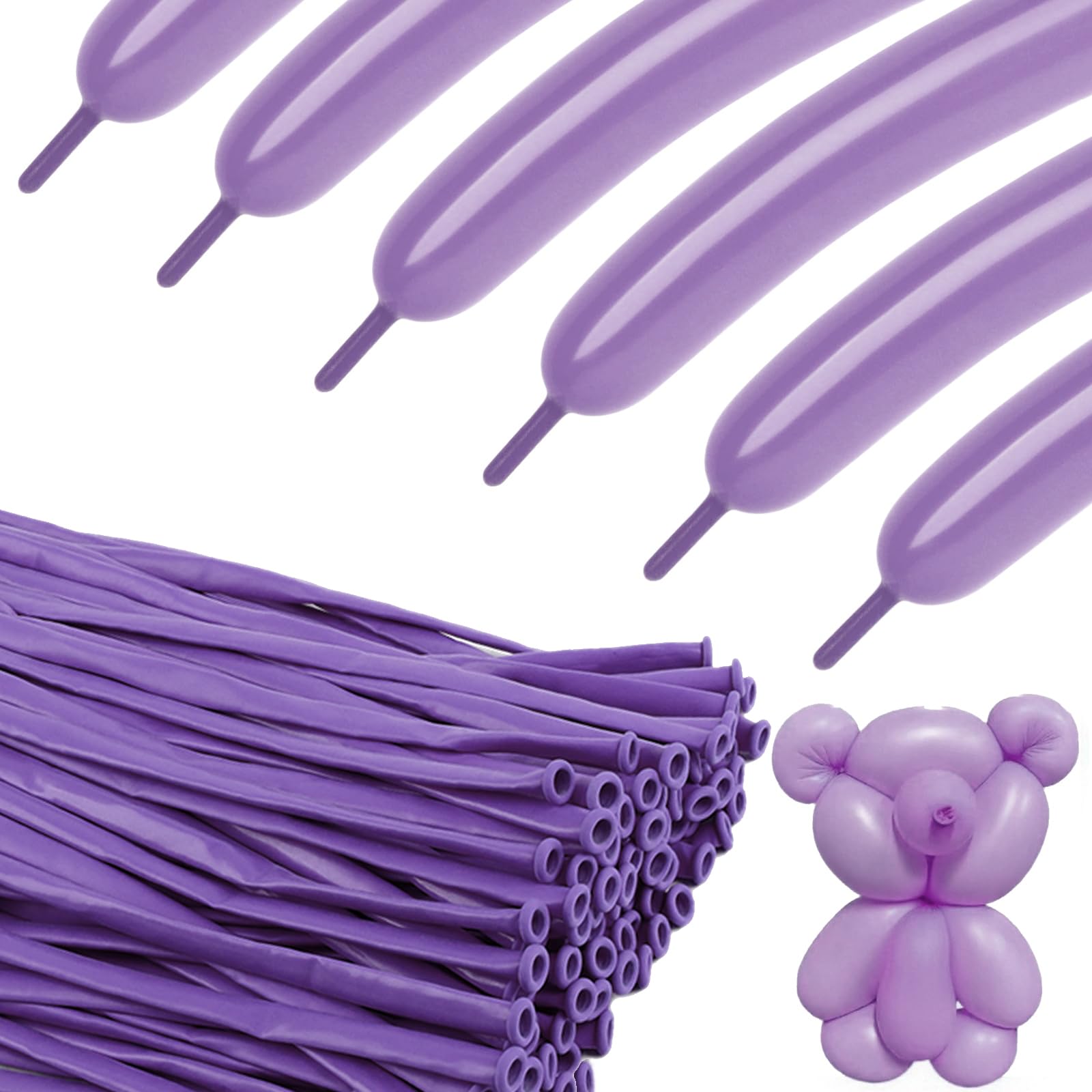 Photo 1 of 260 Balloons - Purple Long Balloons for Tying Balloon Arch, 100Pcs Twisting Balloon for Animal Modeling & Birthday Party Decorations