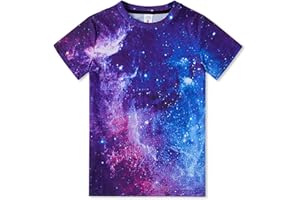 uideazone Boys Girls 3D Graphic Printed T-Shirt Crewneck Short Sleeve Tees Kids Cool Novelty Shirts 6-14 Years