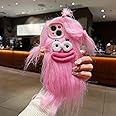 Pretaco for iPhone 15 Pro Max Case,Funny and Silly Weird Furry Phone Cases [DIY Long Hair with Hairclip] Ugly Phone Case Swap Challenge Gifts with Friends (Pink)