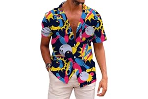 KYKU Funky Hawaiian Shirt for Men Palm Beach Shirts Tropical Vacation Clothes