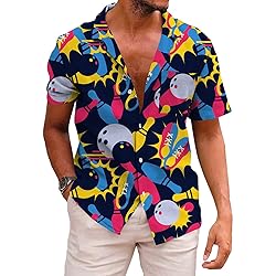 KYKU Mens Bowling Shirts 1950s Hawaiian Shirt
