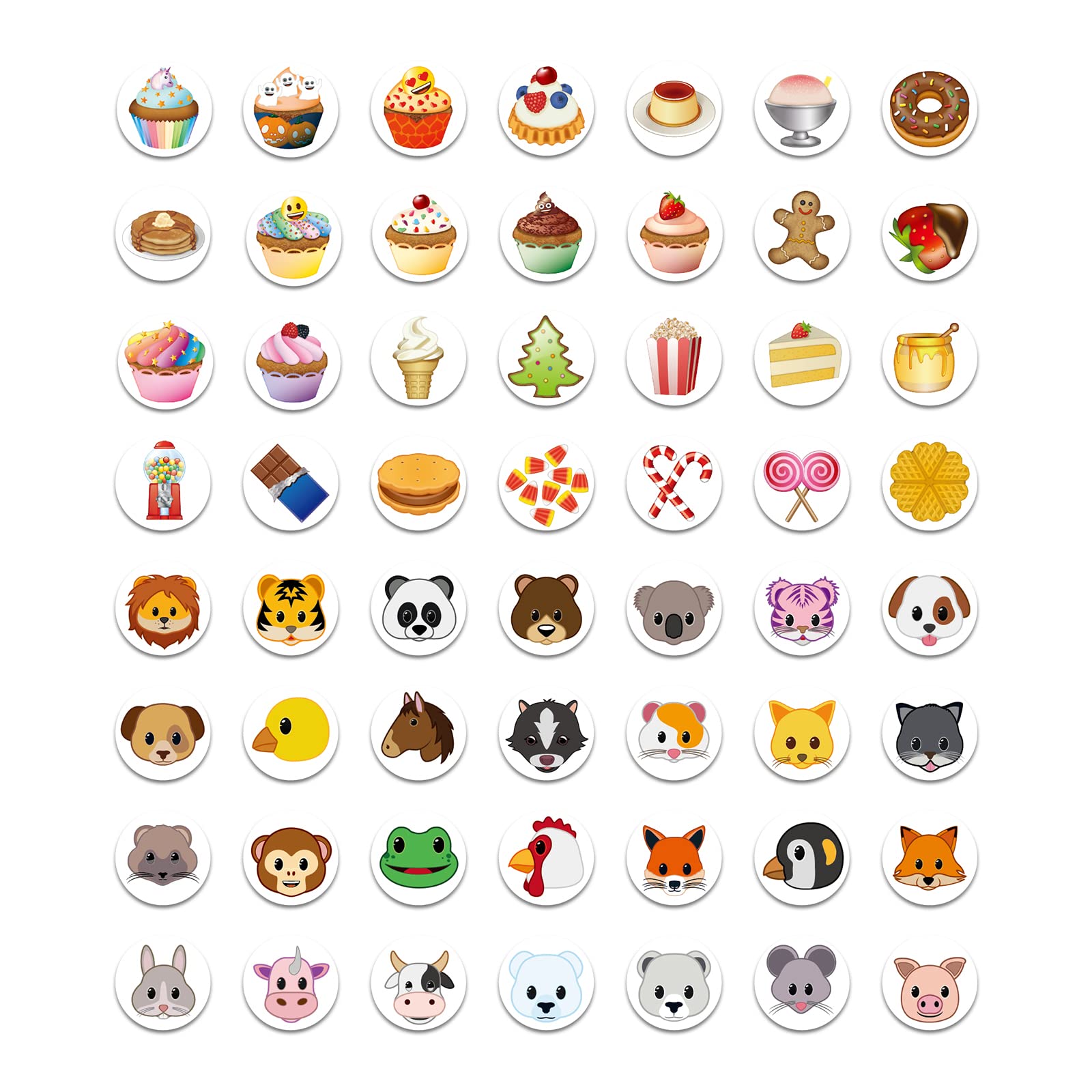 OTUIUTO Emoji Magnets for Refrigerator Funny Fridge Magnets Cute Magnets for Whiteboard Locker Decorative Magnets for Office and Kitchen Gifts for Lady (56, 56 Pcs Animal + Sweet Face)