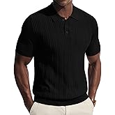 PJ APUL Jones Mens Knit Polo Shirts Short Sleeve Stretch Texture Knitted Polo Shirts Casual Lightweight Golf Shirt
