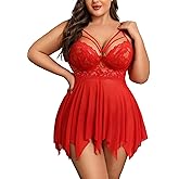 Avidlove Babydoll Lingerie for Women Strappy Nightdress Sexy Nightgowns Bridal Chemise Plus Size Lace Langeray L-4XL