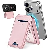 GSOIAX for MagSafe Wallet, Magnetic Wallet for Phone with Adjustable Stand Leather Magnetic Card Holder for iPhone 17/16/15/14/13/12 Series, Not for iPhone 13/12 Mini, RFID Blocking (Light Pink)