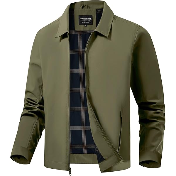 Hndudnff Men's Solid Stand Collar Jacket Casual Zipper Middle-Aged