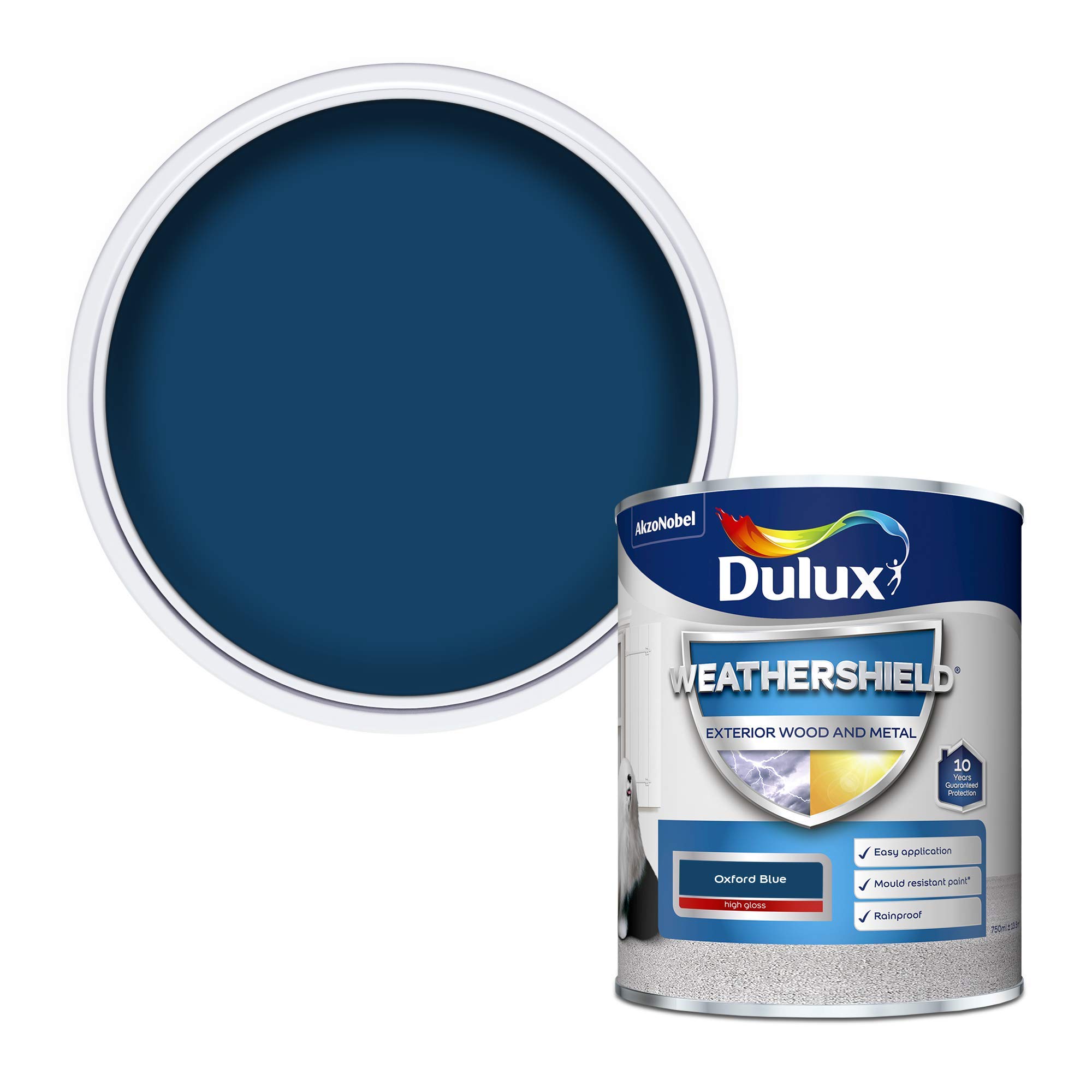 Dulux Weather Shield Exterior High Gloss Paint, 750 ml - Oxford Blue