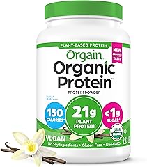 Orgain Organic Vegan Protein Powder, Vanilla Bean - 21g Plant Protein, 6g Prebiotic Fiber, No Lactose Ingredients, No Added S