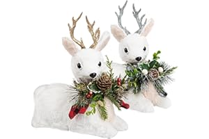 OOOFAYE Reindeer Christmas Decoration 2PCS Tabletop Christmas Deer Decor Golden & Silver Raindeer Christmas Decor, for Indoor Party Holiday Supplies, Birthday Gifts Reindeer Figurines