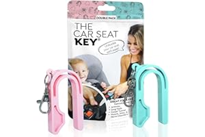 NAMRA The Car Seat Key - Original Car Seat Key Chain Buckle Release Tool - Easy Unbuckle Opener Aid for Nails, Parents, Grandparents & Older Children Made in USA (2 Pack, Teal & Pink)