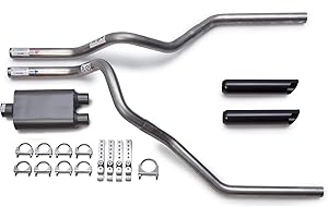 MAGNUM EXHAUST Flowsound 2-Chamber Mandrel-Bent Dual Truck Exhaust Kit with Black Tips
