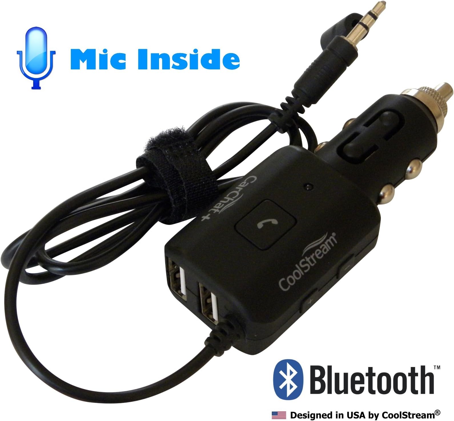 Bluetooth Hands Free Calling Plus Music Streaming Device with Built-in Mic CoolStream CarChat+