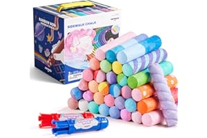 Jar Melo 38 PCS Sidewalk Chalk for Kids- Colored Sidewalk Chalk with Holder,Jumbo Washable & Non-Toxic Chalks-Outdoor Play and Chalkboard Art for Kids and Toddlers Gifts