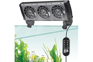 BAOSHISHAN Aquarium Chiller Fan, Powerful Fish Tank Cooling Fan with Adjustable 5 Speed Controller 5 Timer Setting, 180° Rota