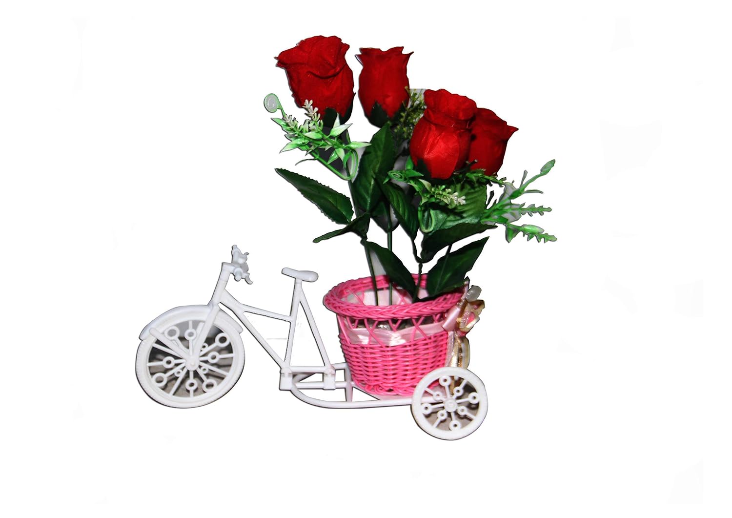Buy Sri Balaji Red Rose With Cycle Artificial Flower For Home Decor Online At Low Prices In India Amazon In