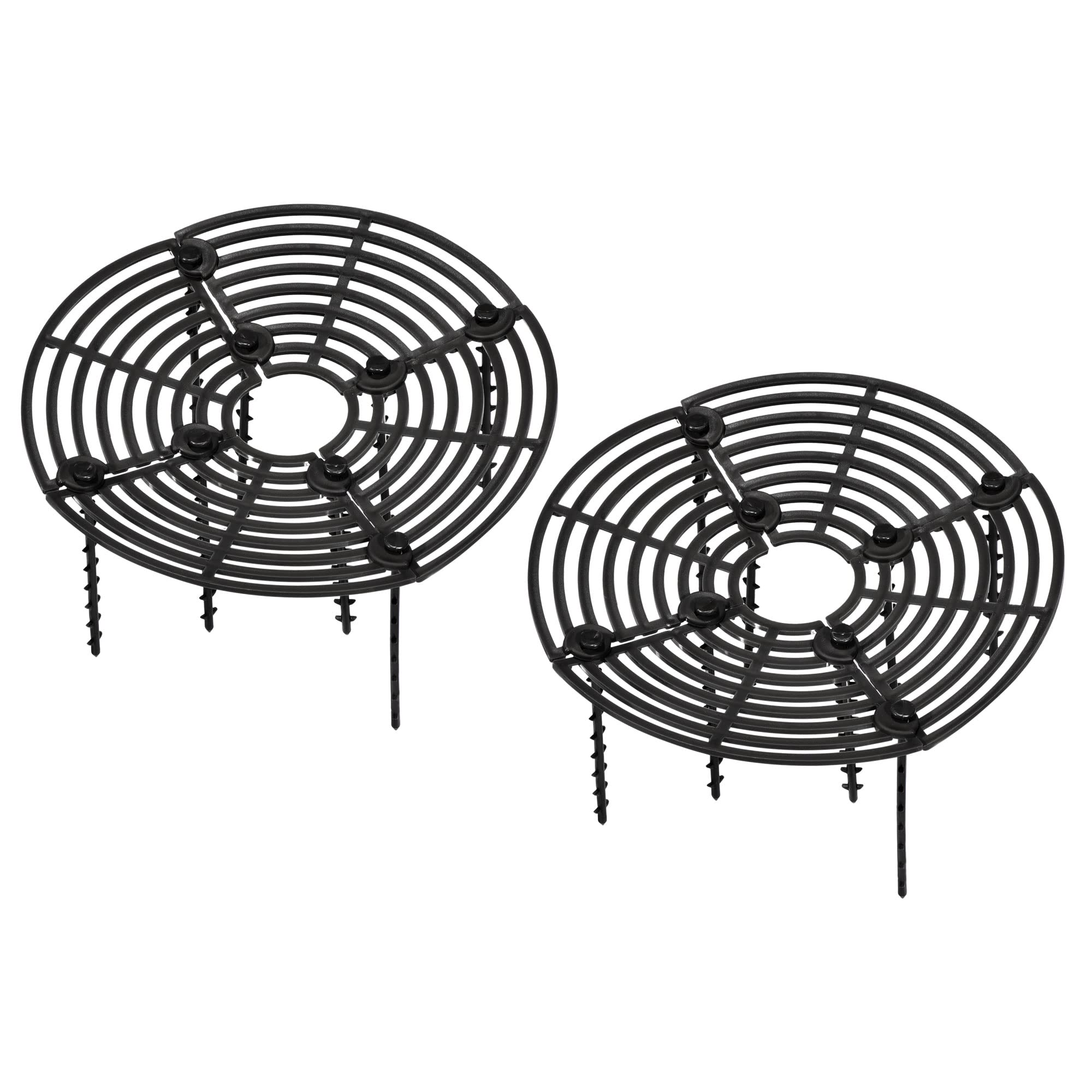 PATIKIL 7.5" Plant Pot Grid, 2 Pack Round ABS Flowerpot Soil Protector Cover, Black